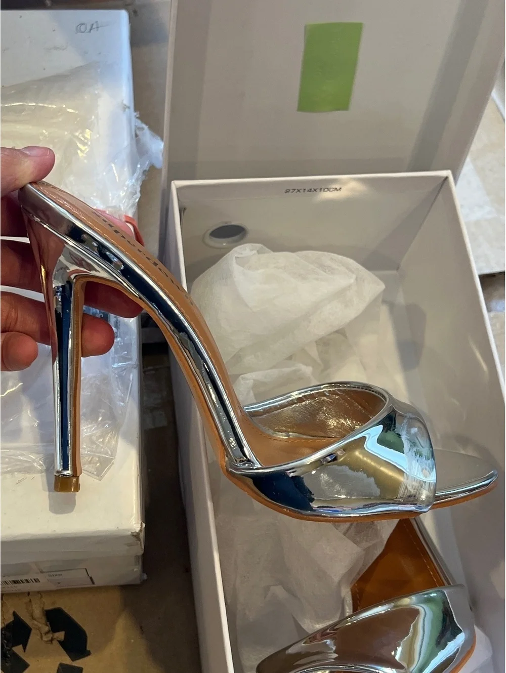 superdown Silver Metallic High Heel Slide Sandals